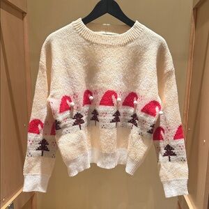 SHEIN Cream and Red Holiday Sweater